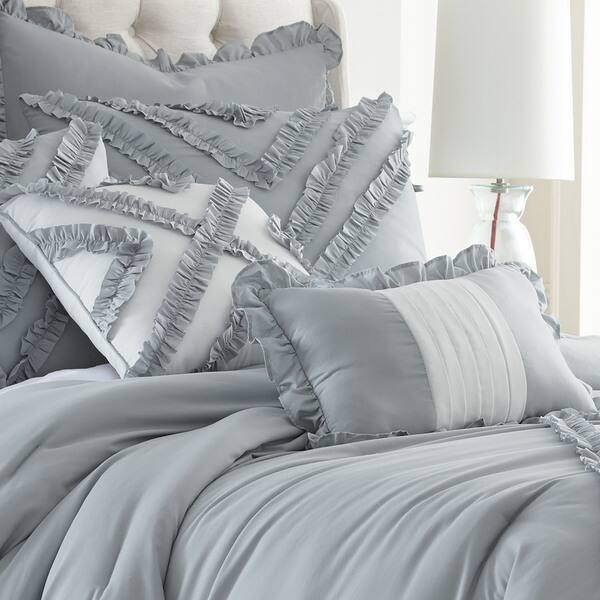 Shop Amraupur Overseas Julianne 8 Piece Grey Ruffles Comforter Set