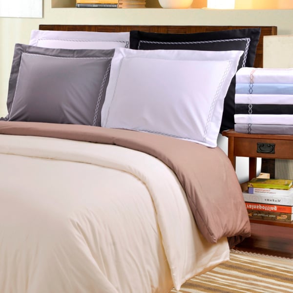 Superior Wrinkle Resistant Microfiber Clouds Embroidered Duvet Cover Set