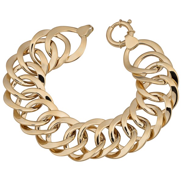 Fremada 14k Yellow Gold High Polish Bold Flat Round Link Bracelet