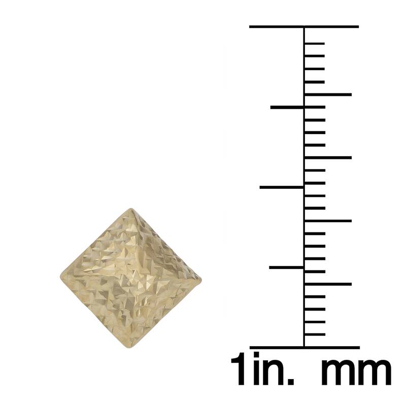 Fremada 14k Yellow Gold Diamond-cut Square Pyrmaid Stud Earrings