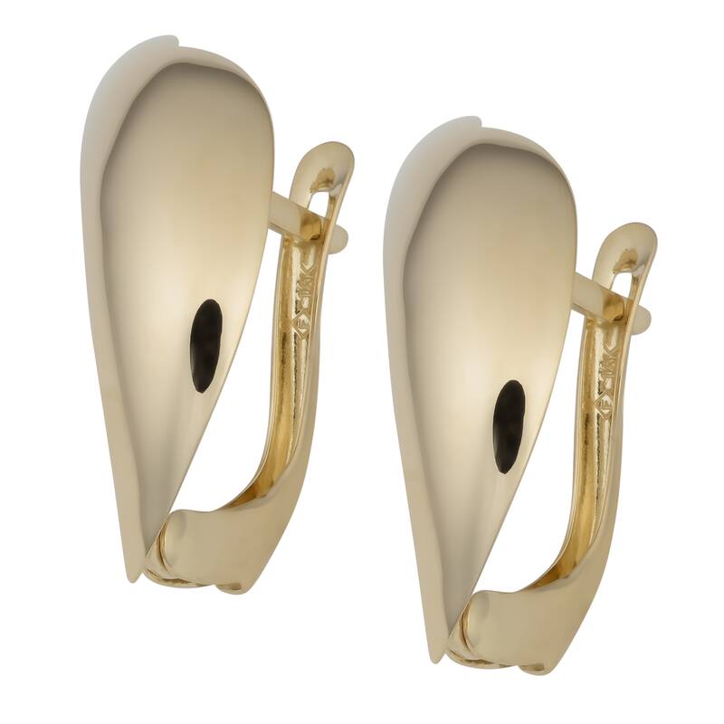 Fremada 14k Yellow Gold High Polish Omega Back Fan Design Earrings
