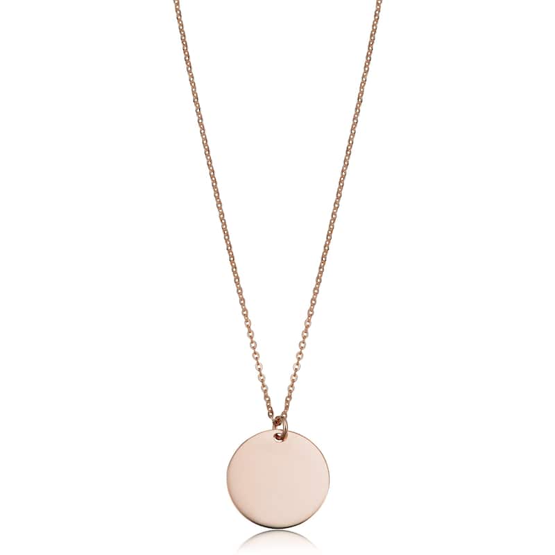 14k Gold High Polish Round Disc Adjustable Necklace (10 millimeters) - rose gold