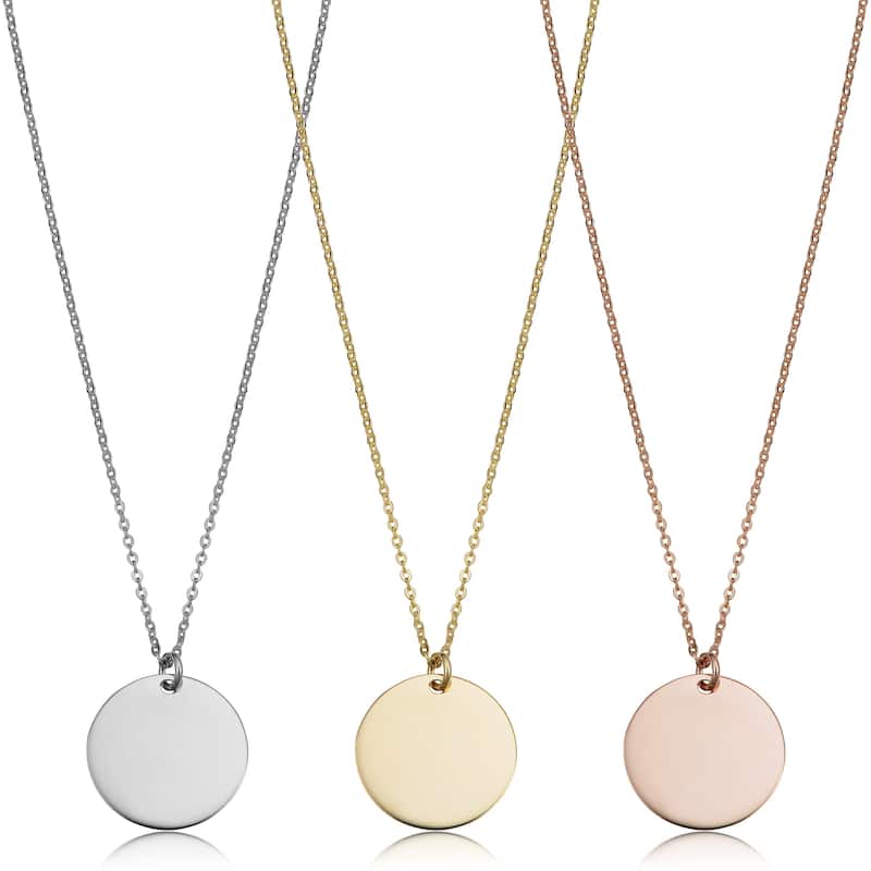14k Gold High Polish Round Disc Adjustable Necklace (10 millimeters)