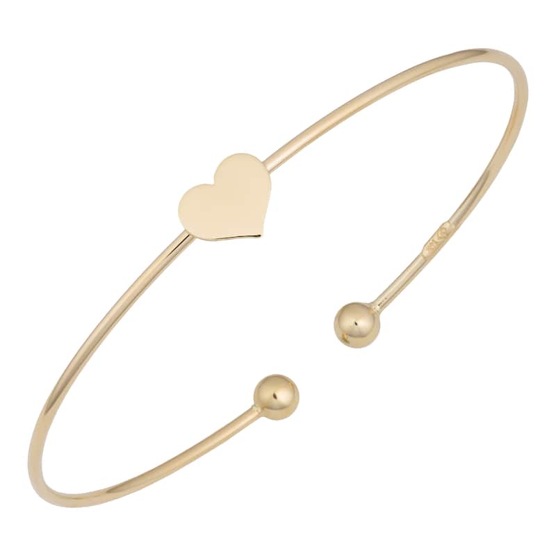 Fremada 14k Yellow Gold High Polish Cuff Bracelet (heart, flower or star)