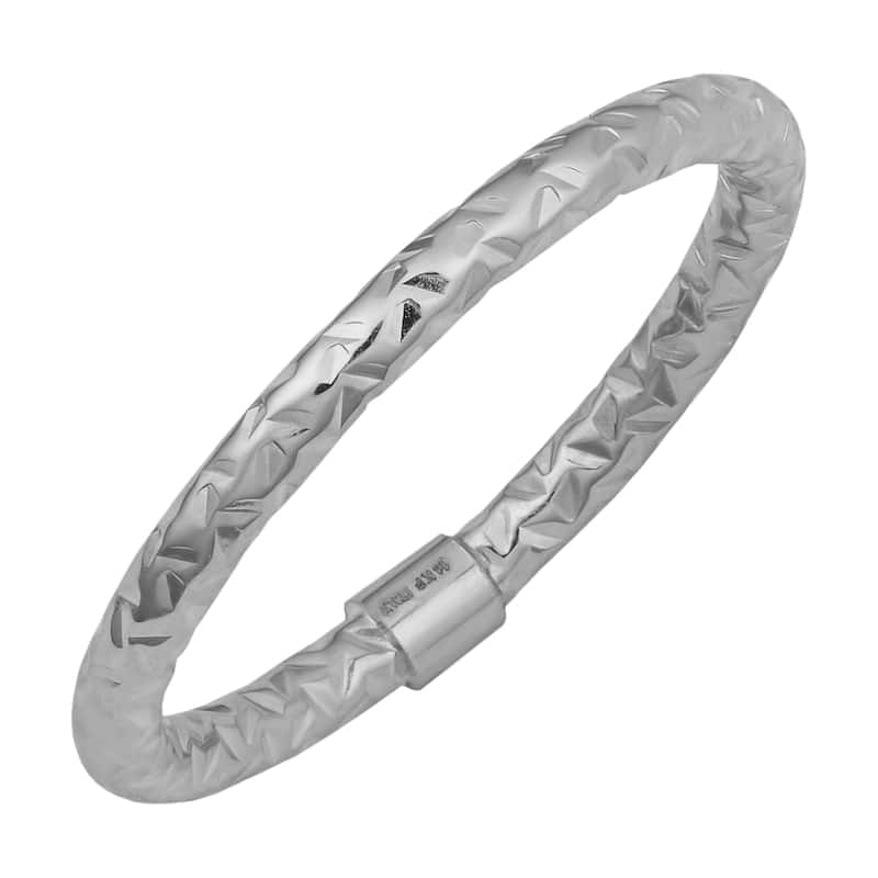 Fremada 14k Gold Stylish Diamond-cut Stackable Ring