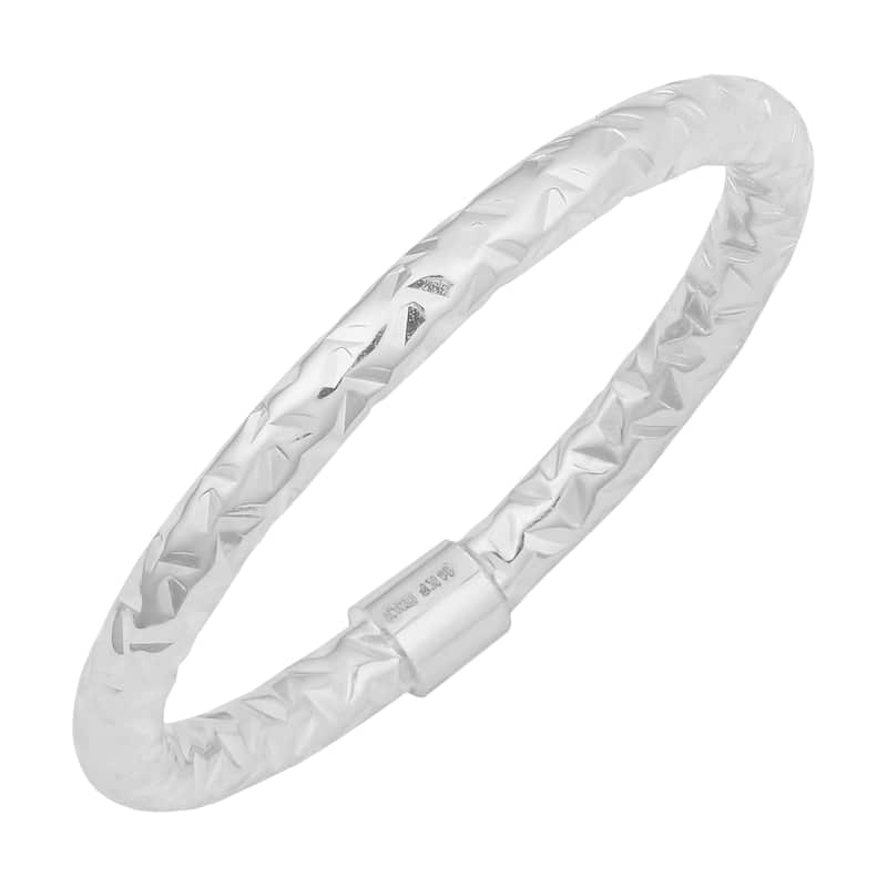 Fremada 14k Gold Stylish Diamond-cut Stackable Ring - 5 - White