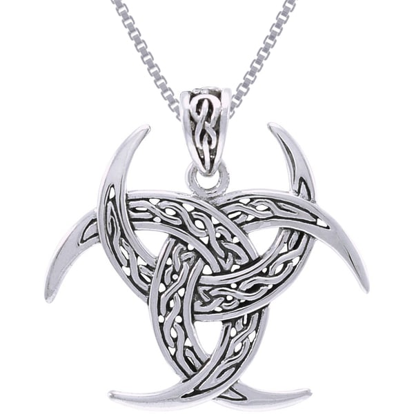 Shop Sterling Silver Celtic Trinity Knot Triple Crescent Moon Necklace 