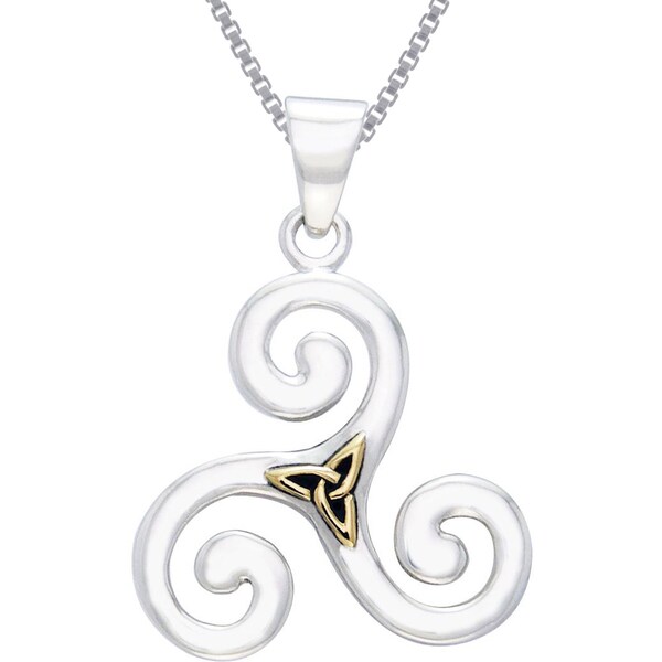 Shop Sterling Silver and GoldPlated Celtic Triskele Trinity Knot Necklace Free Shipping On