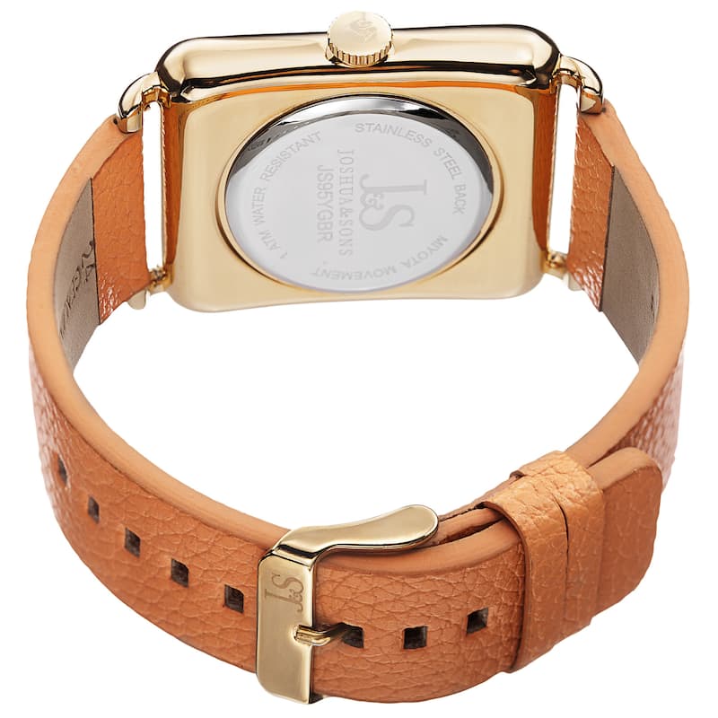 Joshua & Sons Classic Men's Japanese Quartz Rectangle Date Leather Strap Watch