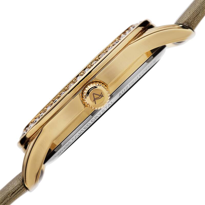 August Steiner Women's Quartz Heart Design Satin Gold-Tone Strap Watch - Gold