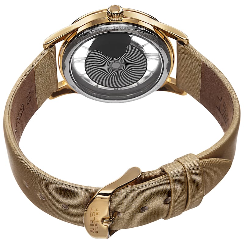 August Steiner Women's Quartz Heart Design Satin Gold-Tone Strap Watch - Gold