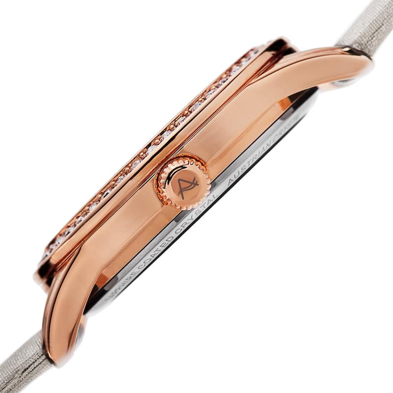 August Steiner Women's Quartz Heart Design Satin White Strap Watch