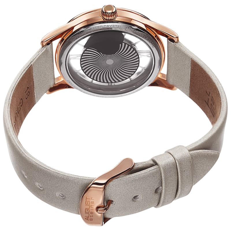 August Steiner Women's Quartz Heart Design Satin White Strap Watch