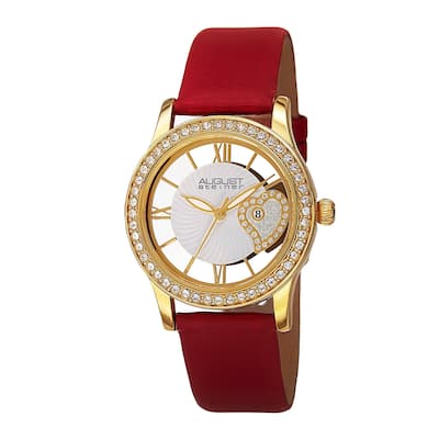 August Steiner Women's Quartz Heart Design Watch with Satin Strap