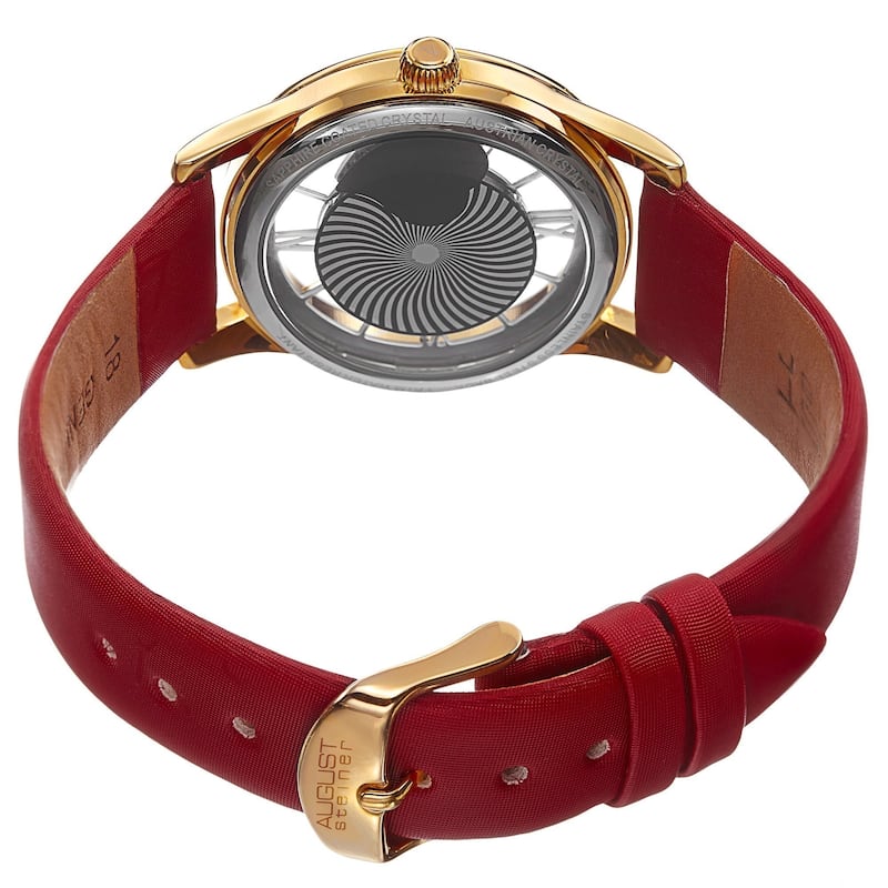 August Steiner Women's Quartz Heart Design Watch with Satin Strap