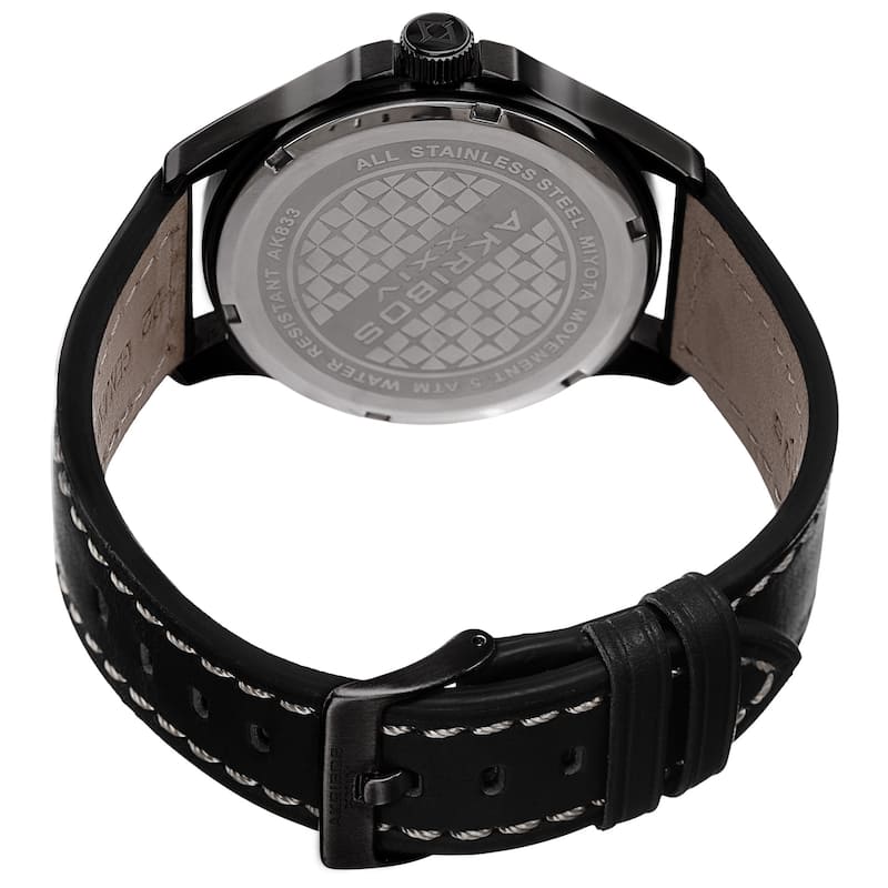 Akribos XXIV Men's Quartz Date Indicator Leather White Strap Watch