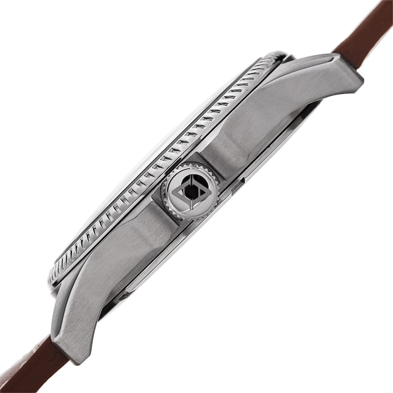 Akribos XXIV Men's Quartz Date Indicator Leather Silver-Tone Strap Watch with GIFT BOX