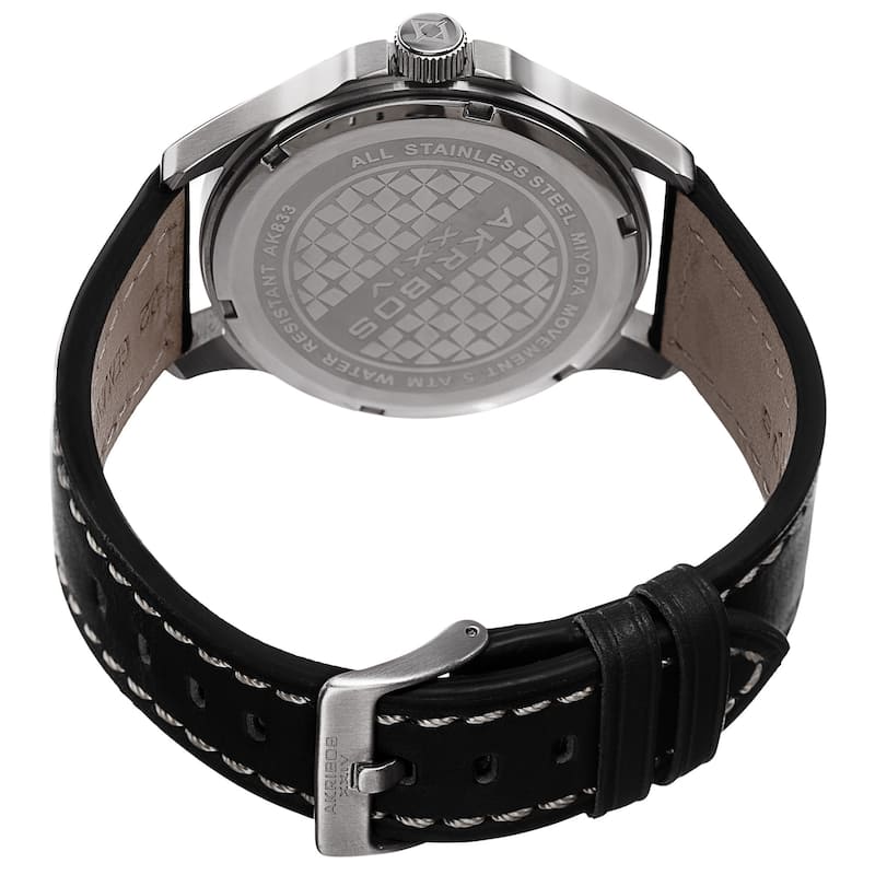 Akribos XXIV Men's Quartz Date Indicator Leather Green Strap Watch