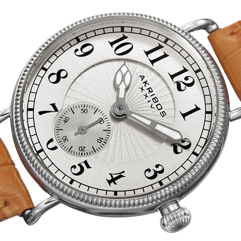 Akribos XXIV Women's Quartz Multifunction Leather Silver-Tone Strap Watch - brown
