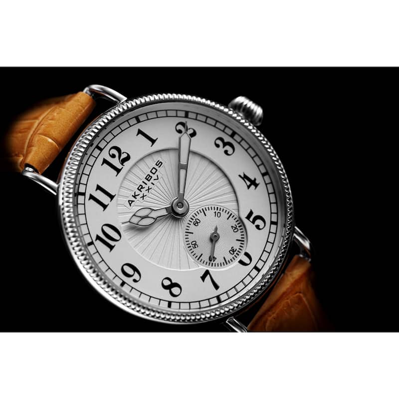 Akribos XXIV Women's Quartz Multifunction Leather Silver-Tone Strap Watch - brown