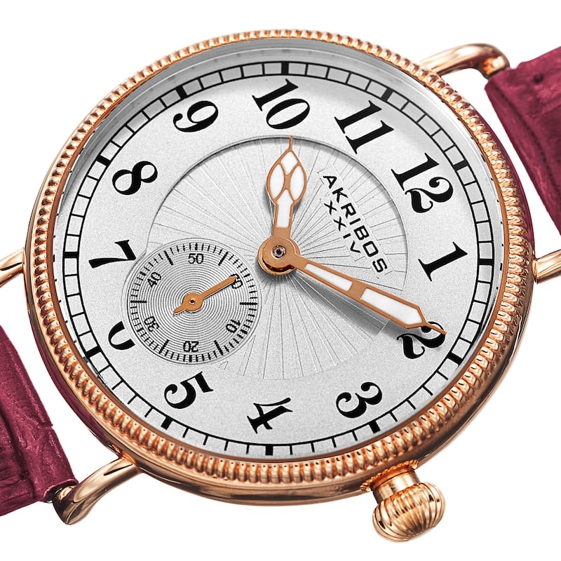 Akribos XXIV Women's Quartz Multifunction Leather Red Strap Watch