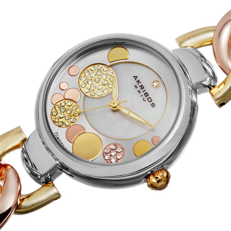 Akribos XXIV Women's Quartz Diamond-Accented Twist Chain Watch - Two-tone