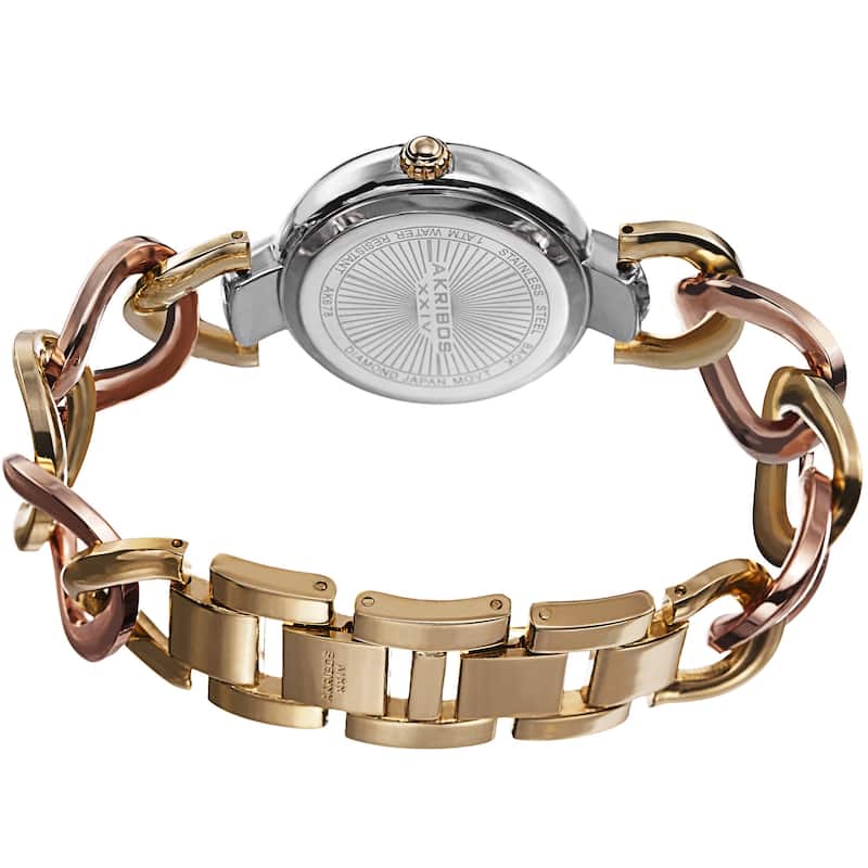 Akribos XXIV Women's Quartz Diamond-Accented Twist Chain Watch - Two-tone