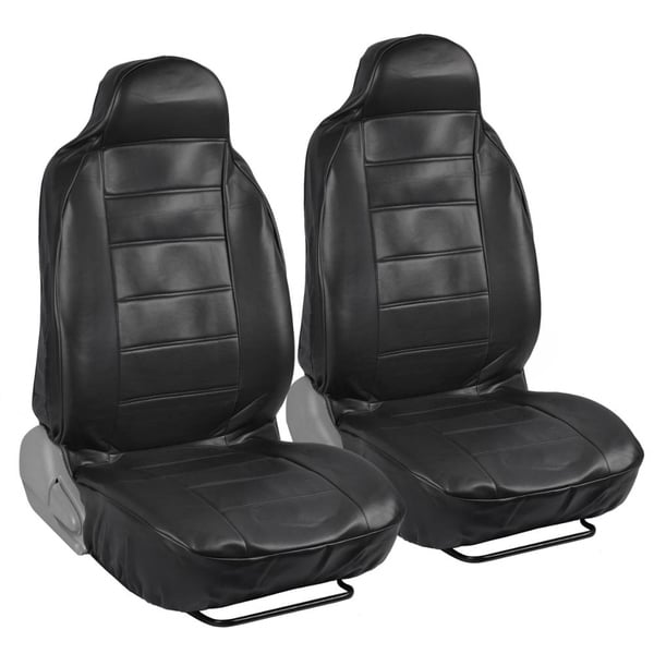 Deluxe High Black Back Leatherette Seat Covers (Front Pair) - Free