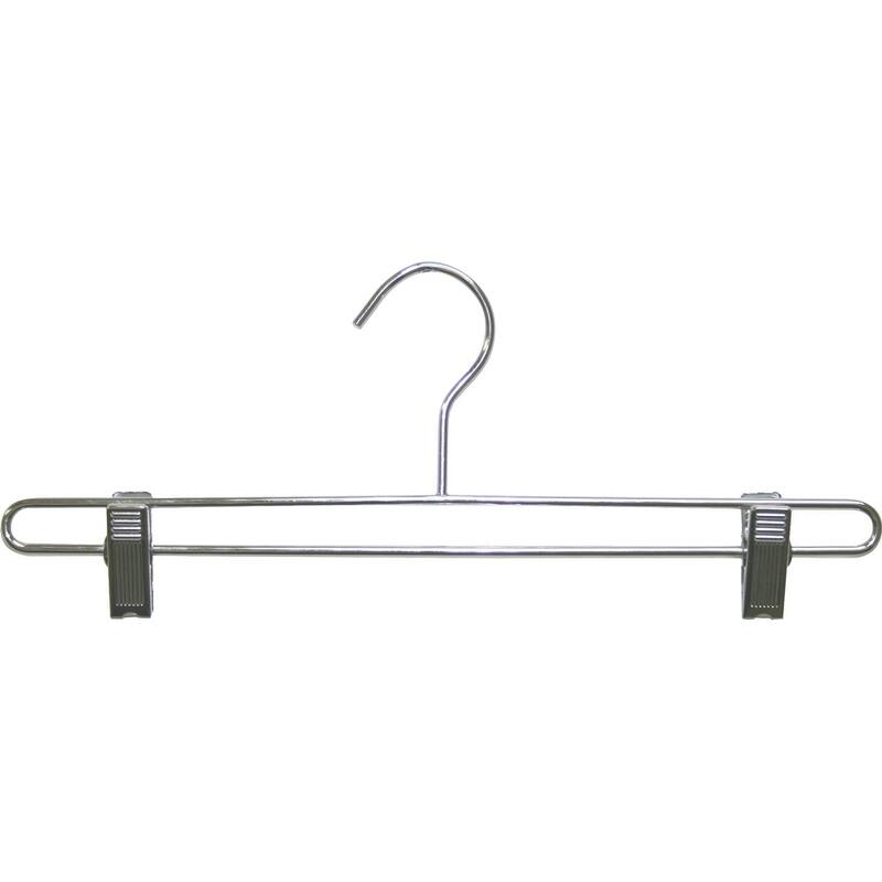 Polished Chrome Metal Bottoms Hanger with Adjustable Anti-Stain Cushion Clips (Box of 50)