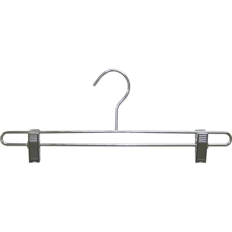 Polished Chrome Metal Bottoms Hanger with Adjustable Anti-Stain Cushion Clips (Box of 50)