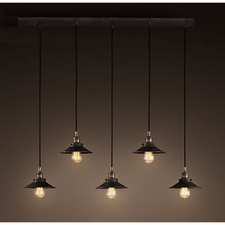 Hollie Adjustable Cord 5-light Edison Lamp with Bulbs (Black) - Chandeliers For Bedrooms by Overstock.com