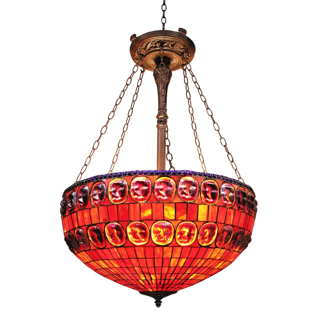 Tiffany-style Weylyn 26-inch Red Hanging Lamp
