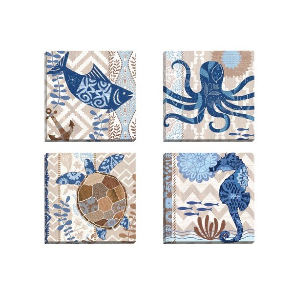 Portfolio Canvas Decor Jennifer Brinley 'Barrier Reef Fish' Framed Canvas Wall Art (Set of 4)