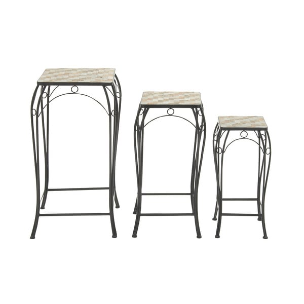 Indoor/ Outdoor Grey Metal Stone Plant Stand (Set of 3) Free Shipping