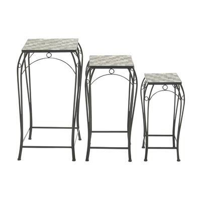 Grey Metal Stone Plant Stand (Set of 3)