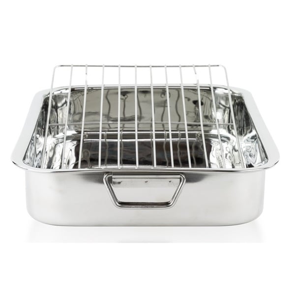 Stainless Steel Roasting Pan - 16" Turkey Roaster Pan with Rack