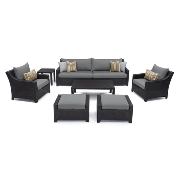 Shop Rst Brands Deco 8 Piece Sofa And Club Chair Deep Seating Set With Charcoal Grey Cushions Overstock 10183947