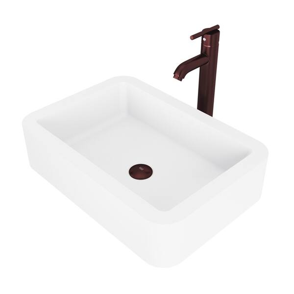 Shop Vigo Petunia White Vessel Bathroom Sink Set With Seville