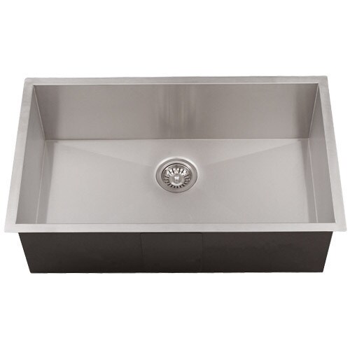 Phoenix 36 Inch 16 Gauge Stainless Steel Single Bowl Undermount 0 Radius Square Kitchen Sink