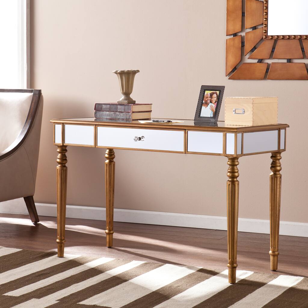 SEI Furniture Beasley Champagne Gold Mirrored Desk