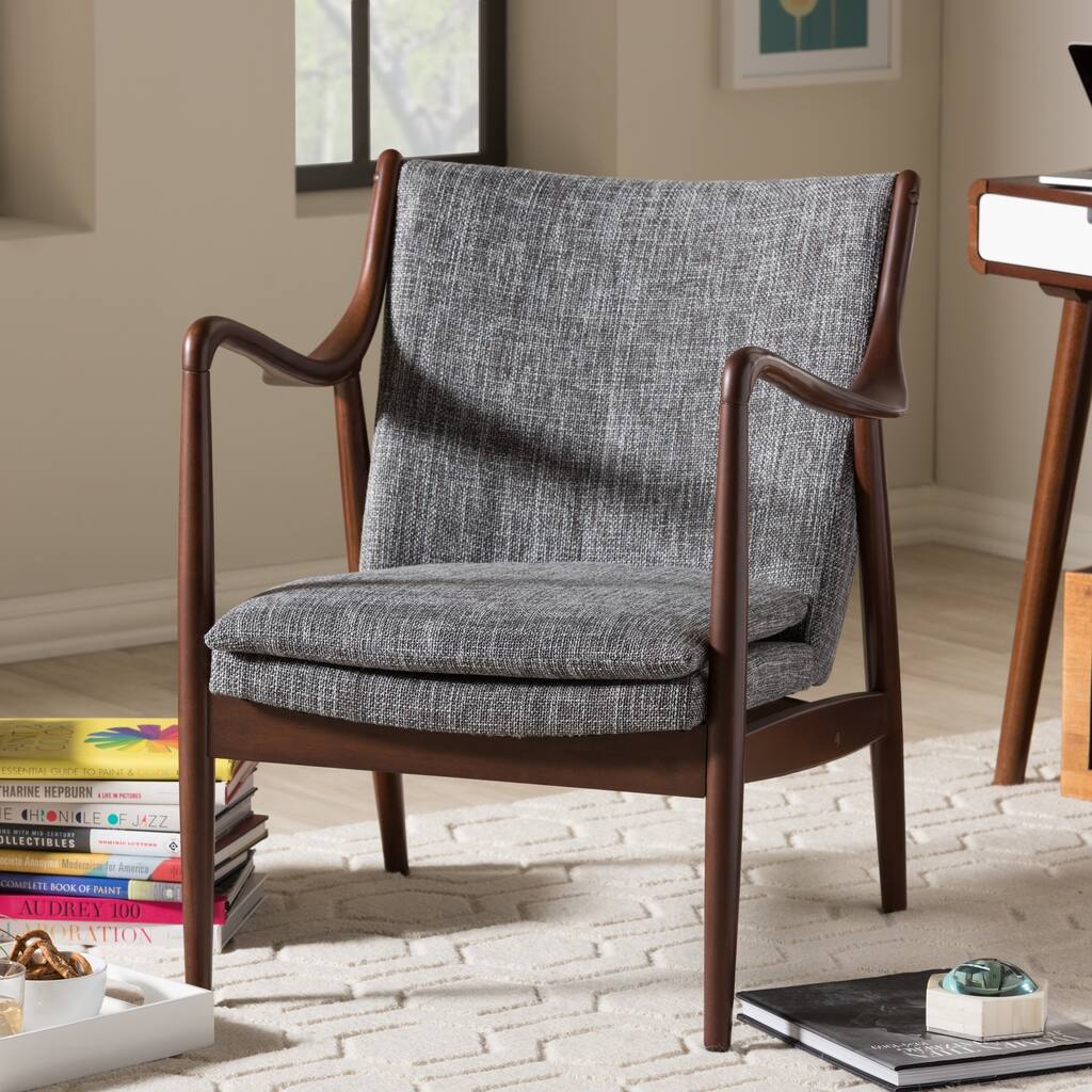 Diamond Mid Century Modern Grey Upholstered Accent Club Chair