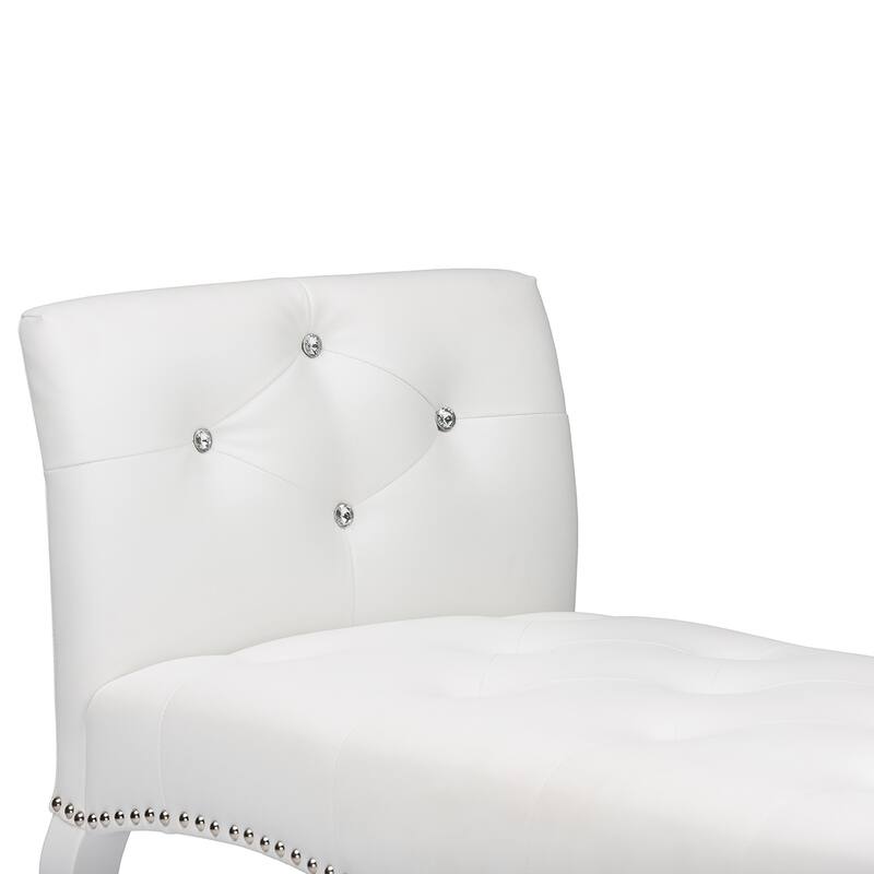 Breslin Contemporary White PU Leather Upholstered And Tufted Bench With Nail Trim And Wood Legs In Coaster White Finish