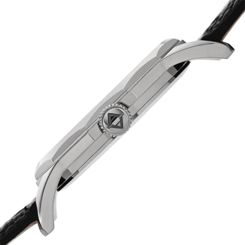 Akribos XXIV Men's Quartz Dodecagon Shape Bezel Leather Silver-Tone Strap Watch - silver