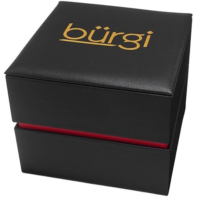 Burgi Ladies Swiss Quartz Multifunction Dual-Time Leather Red Strap Watch