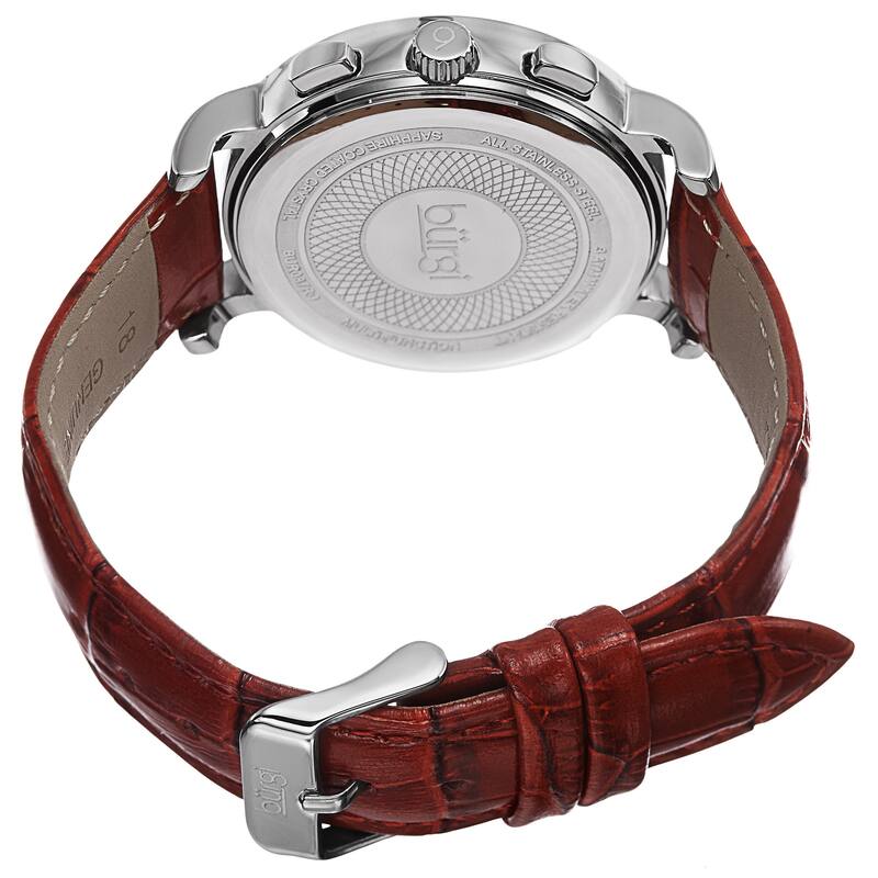 Burgi Ladies Swiss Quartz Multifunction Dual-Time Leather Red Strap Watch