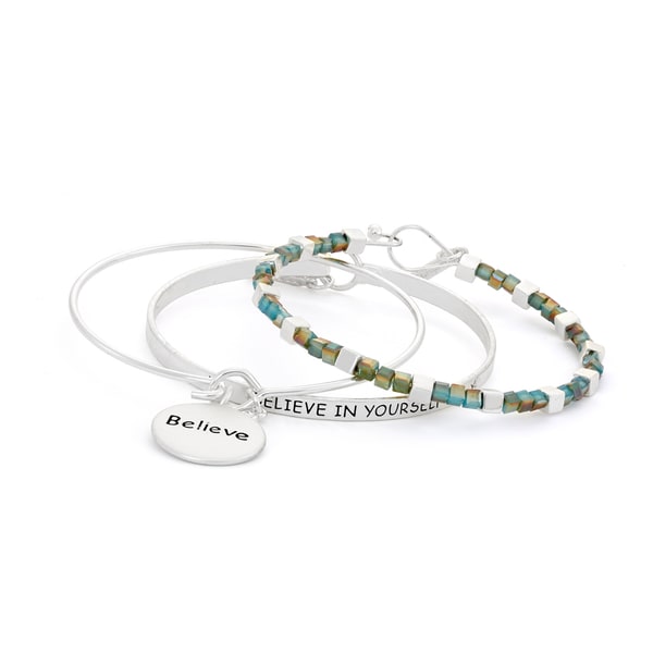 Isla Simone Multicolor Inspirational Bangle Set