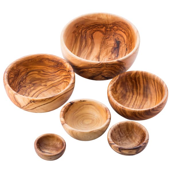 Handmade Olive Wood Nesting Bowls Set of 6 (Tunisia)
