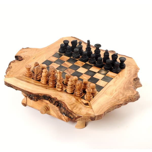 Handmade Large Olive Wood Chess Board Set Tunisia On Olive Wood Chess Board Set