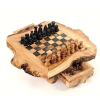 Handmade Large Olive Wood Chess Board Set (Tunisia) - n/a