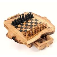 Handmade Olive Wood Chess Set (Tunisia) Small Size (11x11x3) - n/a